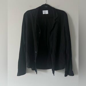 RAITH Black Linen Blend Button Up Blouse Lightweight Minimalist Shirt Size M